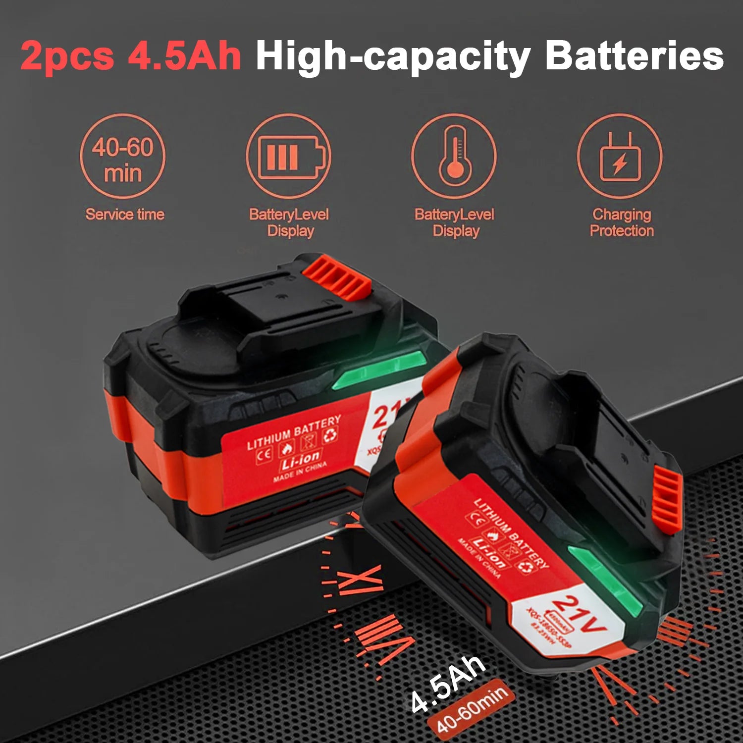 Souffleur de feuilles sans fil OUTIGO, puissant avec 2 batteries 21 V 4,5 Ah et 2 tubes, puissant et léger