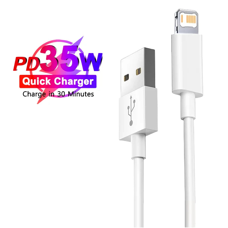 Chargeur rapide PD 35 W USB-C avec câble de charge – Compatible iPhone
