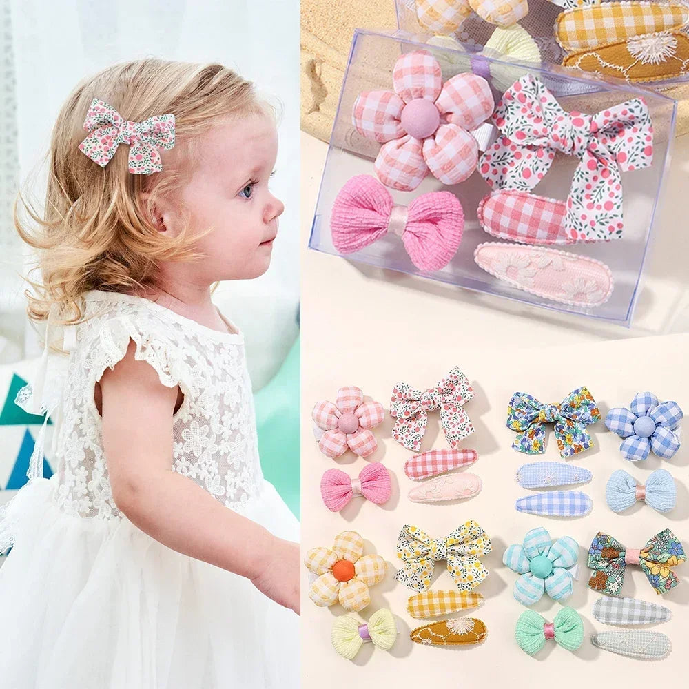 Mini-Haarspange für Babys, Mädchen, 5 Stück/Set, Blumenmuster, Prinzessin, Kleinkind-Haarnadel, wunderschön, seitlicher Pony