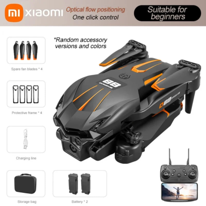 Drone D88 Xiaomi – HD 4K/8K, double caméra, flux optique, vol stationnaire, geste tir, quadricoptère pliable pour photographie aérienne professionnelle