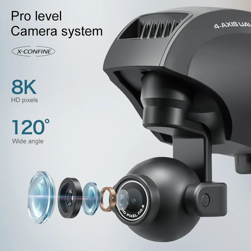 Mini importateur professionnel V42 – Caméra HD 8K pour touristes, FPV, WiFi, localisation optique du flux, maintien d'altitude, quadricoptère RC, jouet cadeau RC