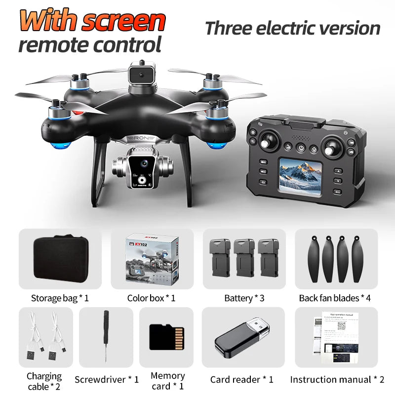 Drone à écran K102 version solitaire – Caméra 4K, moteur sans balais, évitement d'obstacles, quadrirotor pliable, jouet RC 2025