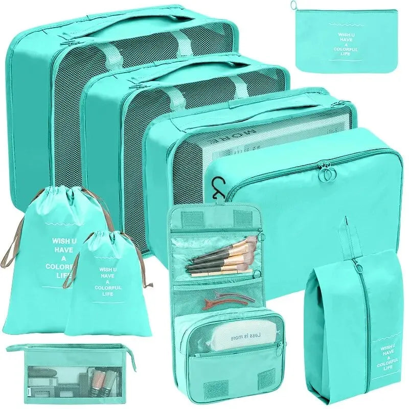 Sacs de rangement de voyage, valise, cubes d'emballage, étuis, armoire portable, bagages, vêtements, chaussures, poudres, possède, 7 pièces, 10 pièces