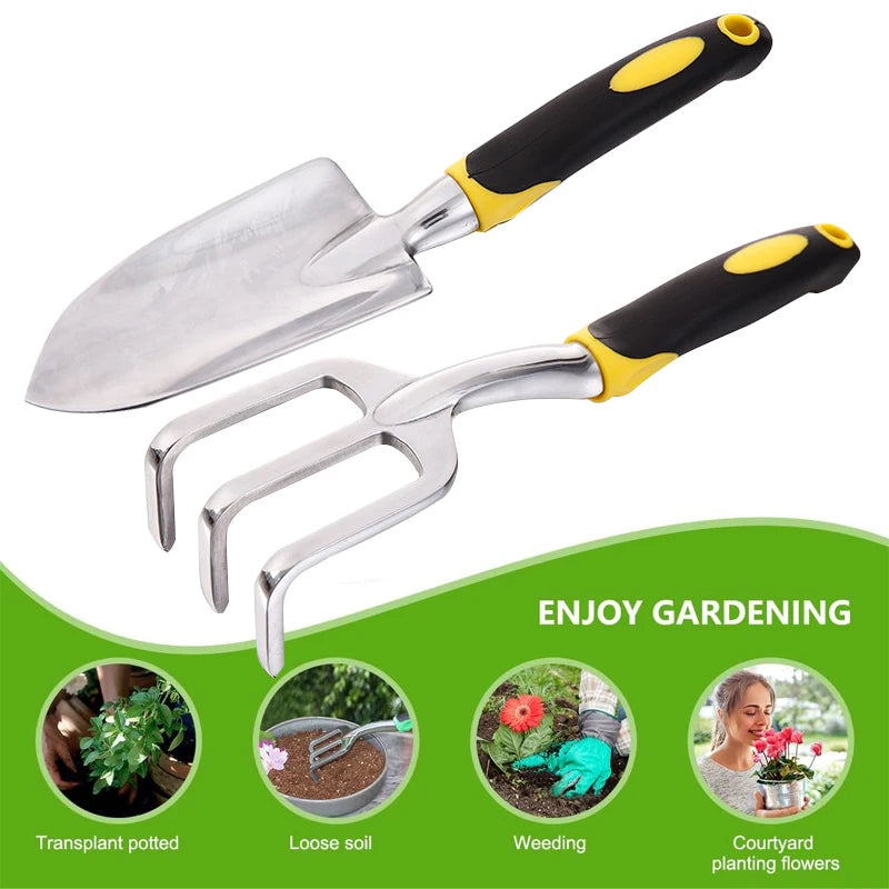Outils de jardinage manuel en fonte d'aluminium, travail de jardinage extérieur, outils à main, plantation de fleurs et pelletage du sol, y compris truelle, râteau, fourchette