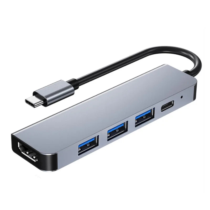 Hub USB C 5 ports vers HDMI 4K, charge rapide PD, USB 3.0 2.0, station de charge de type C pour MacBook, iPad, Samsung