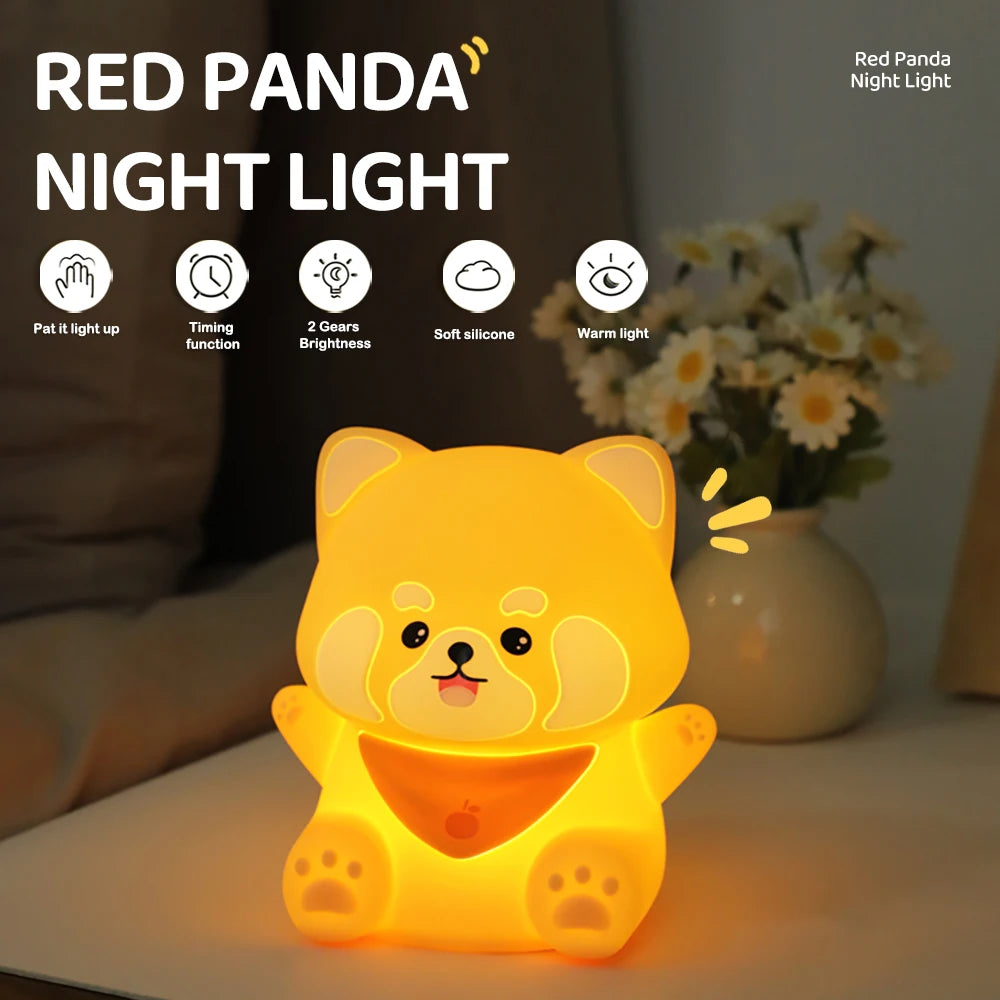 LED Silikon-Nachtlicht Panda/Löwe für Kinder – USB wiederaufladbar