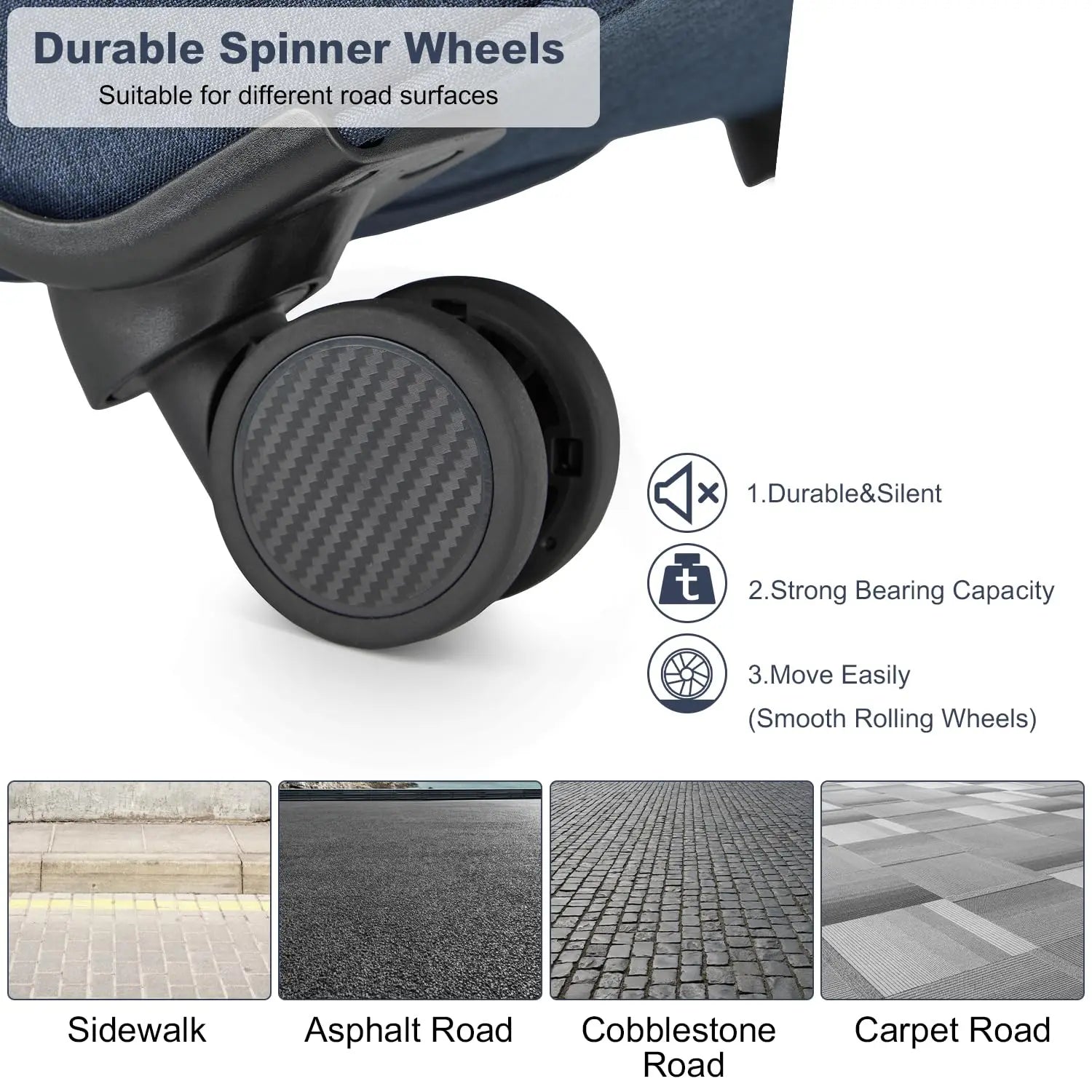 British Traveller – Valise souple légère à 4 roues avec serrure TSA, taille M, bleu