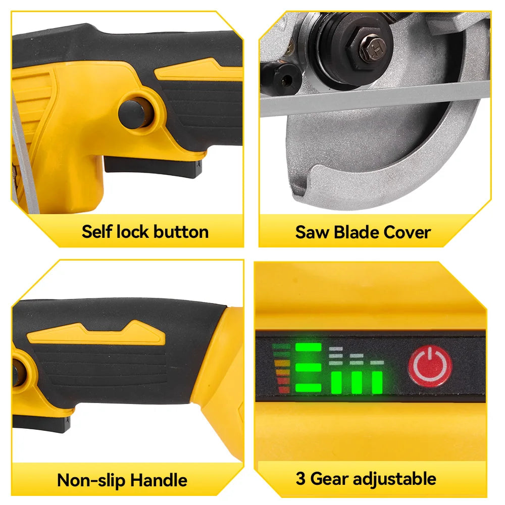 Scie Circulaire Électrique MELLWIN – Balais 125 mm (5 pouces), Outil Multifonction pour le Travail du Bois, Broche de Batterie Makita 18V