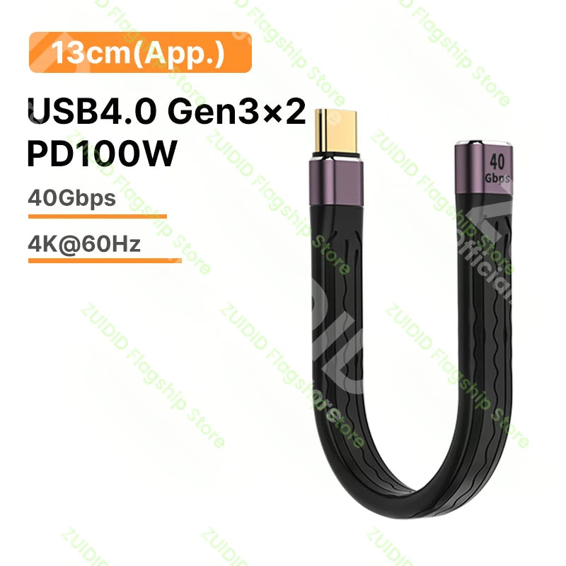 Câble USB pour Charge Rapide et Transfert de Données, Type C, Thunderbolt 3, 4K 60Hz, 40Gbps, 4.0, Gen3, PD, 100W, 5A