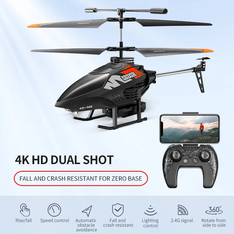 Drone Mini M6 Pro 4K HD, Détection de Gestes, Hélicoptère RC Quadricoptère, Jouet Télécommandé pour Enfants