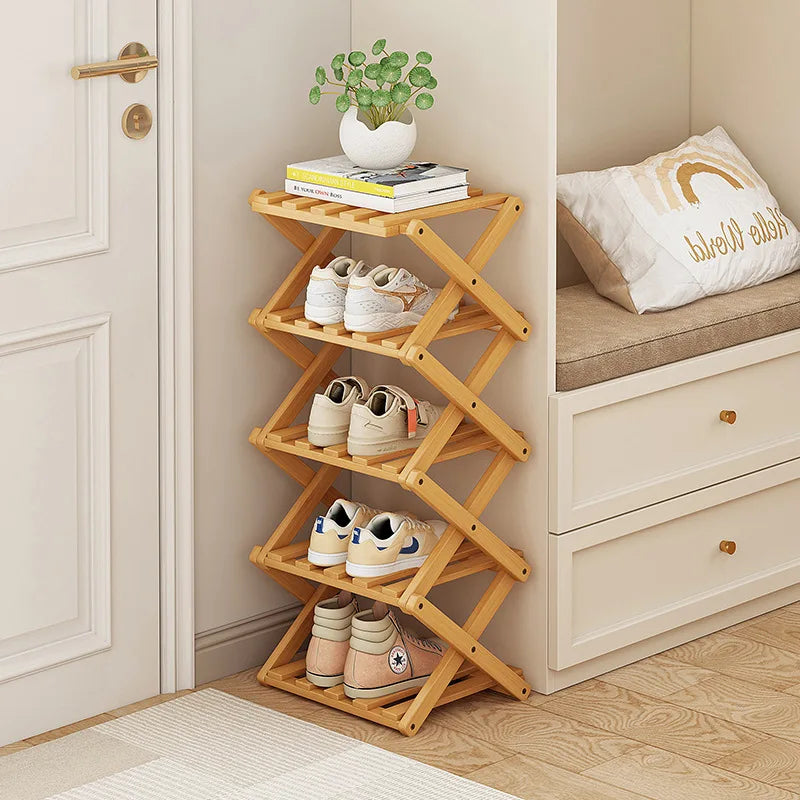 Bamboo Shoe Rack, Simple and Foldable, 2 to 6 Tiers