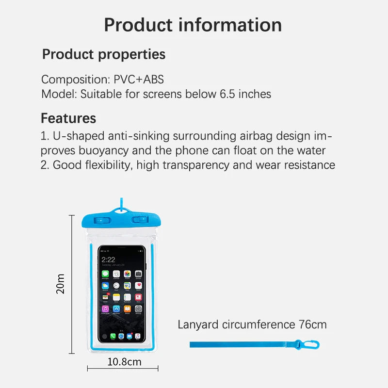 Étui étanche, sac sec de natation et de plage, support pour iPhone, Samsung, Xiaomi, Huawei