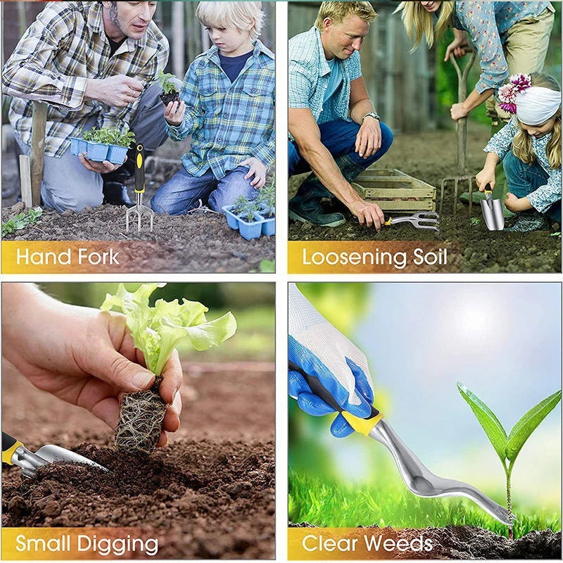 Outils de jardinage manuel en fonte d'aluminium, travail de jardinage extérieur, outils à main, plantation de fleurs et pelletage du sol, y compris truelle, râteau, fourchette