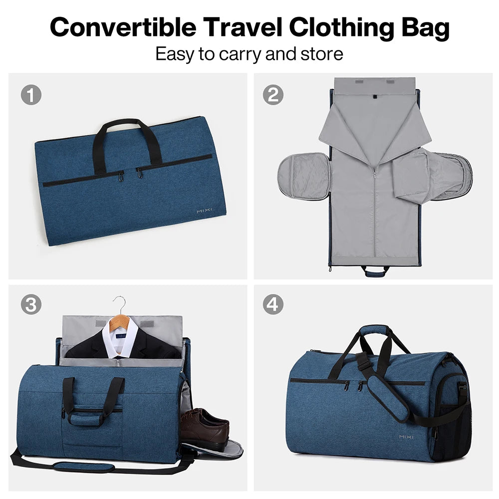 Sac à vêtements Mixi 56L – Sac de voyage convertible 2 en 1 pour hommes et femmes, suspendu pour robe ou costume