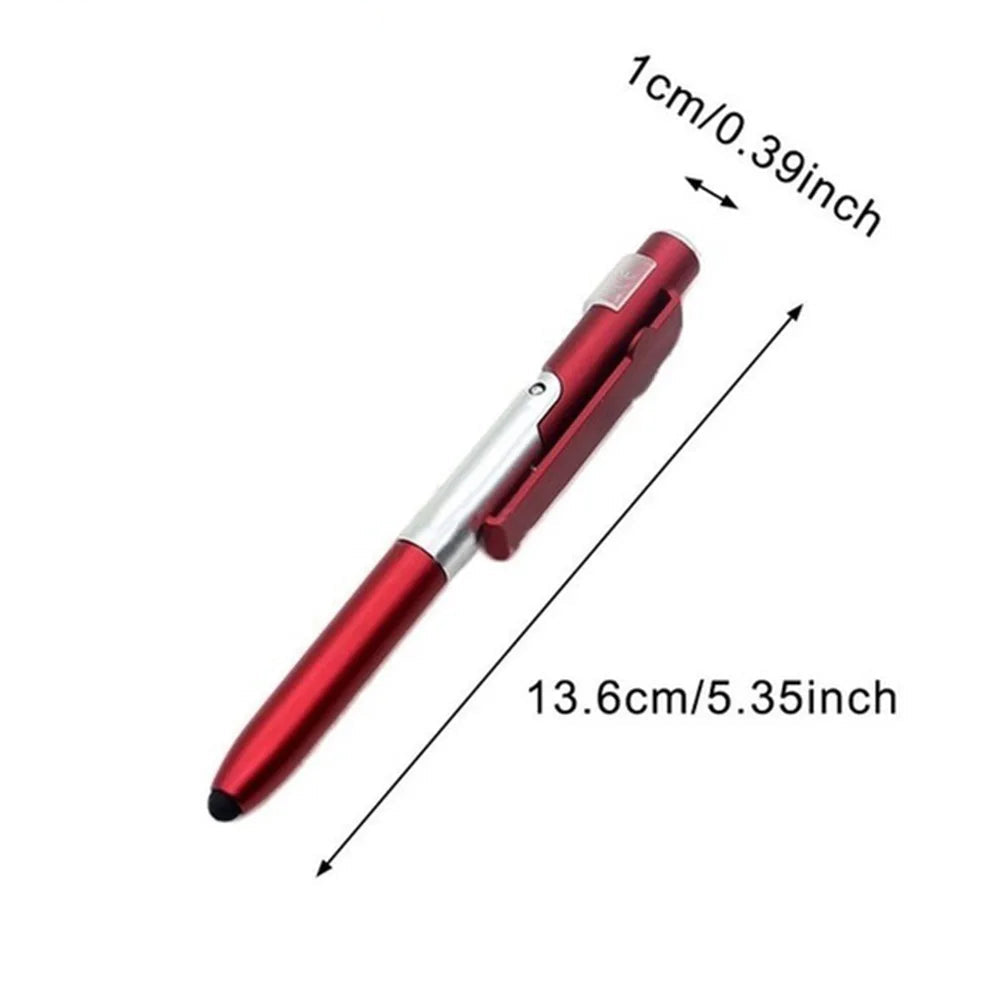 Stylo Bille 4-en-1 Pliable avec Stylet Tactile STONEGO, Lampe LED et Support pour Smartphone/Tablette