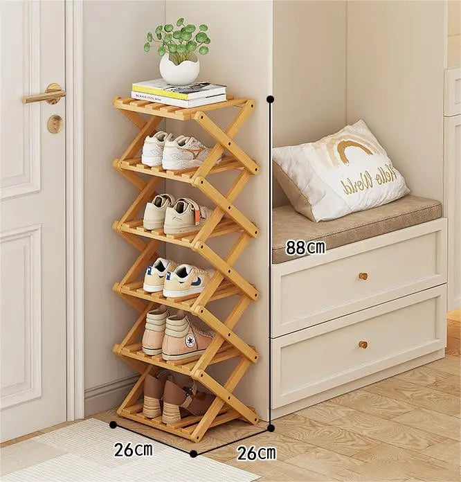 Bamboo Shoe Rack, Simple and Foldable, 2 to 6 Tiers