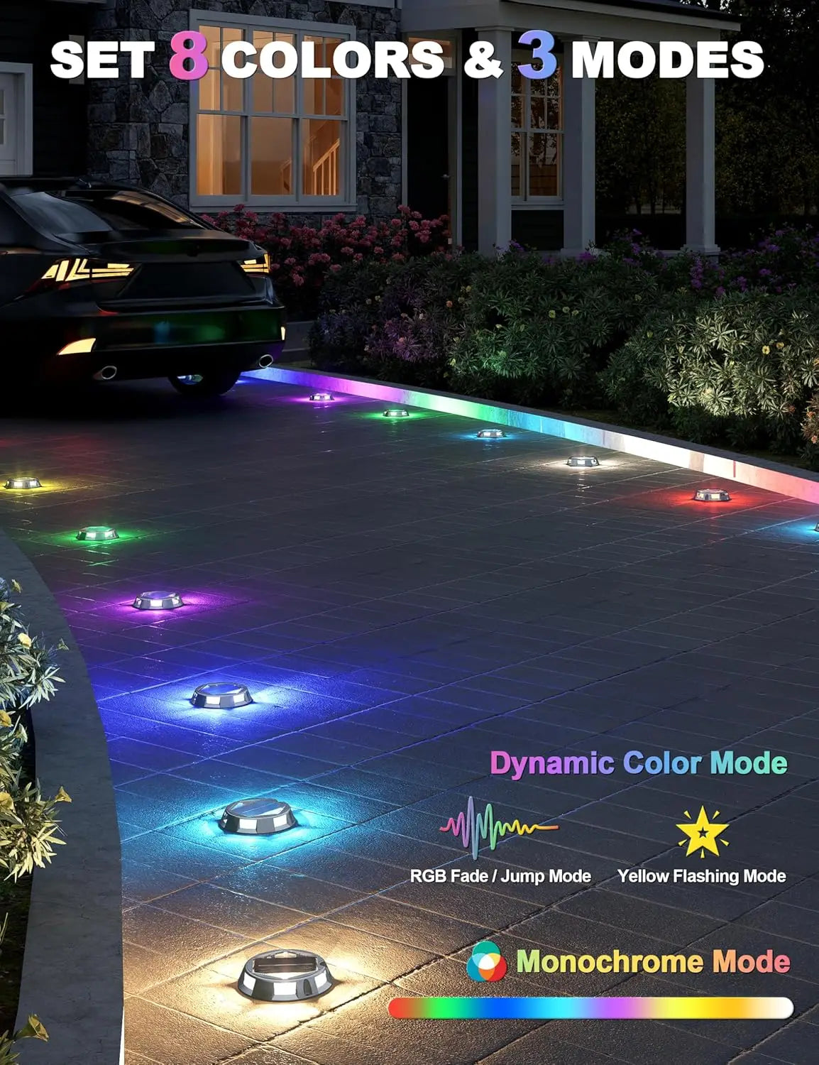 T-SUNRISE RGB Solar-Bodenstrahler – 1/2/4 Stück, dekorative LED-Außenleuchten, IP68, für Garten, Hof und Landschaftsbau