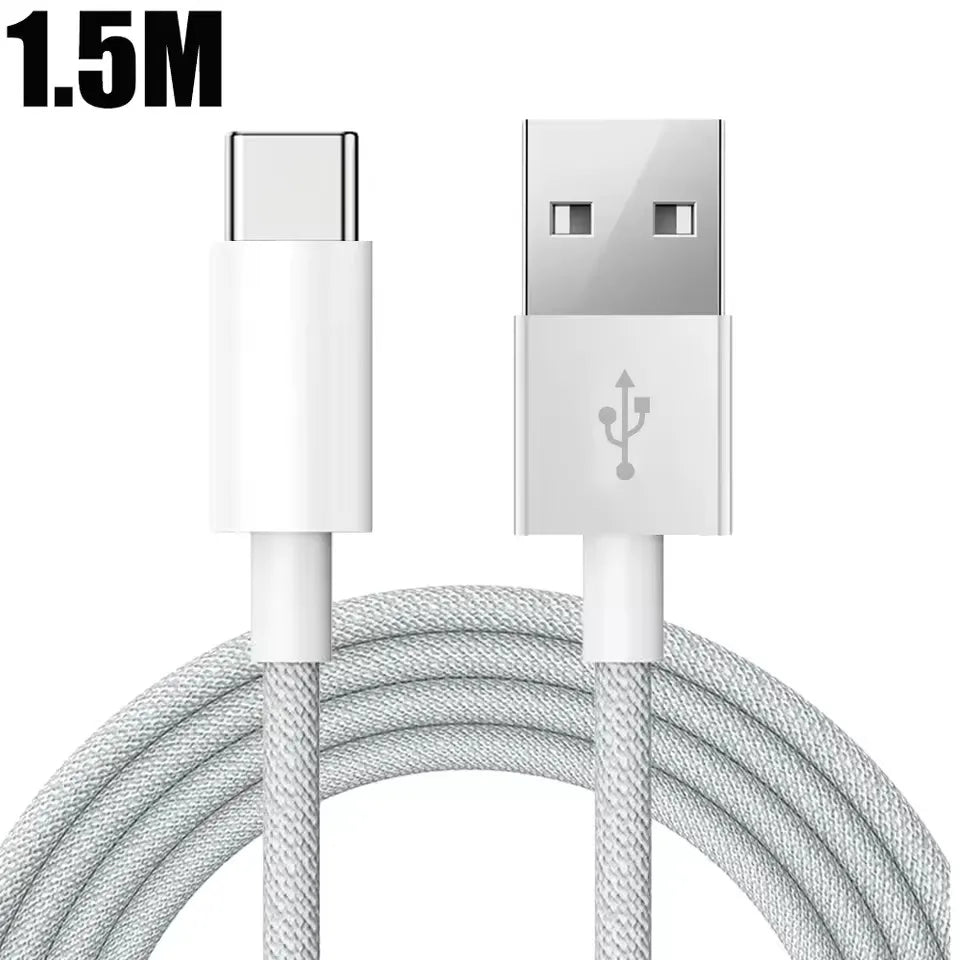 Câble USB-A vers USB-C tressé nylon – Charge rapide 22,5 W – Compatible Apple CarPlay iPhone 15 / 16 Pro / Pro Max / Plus