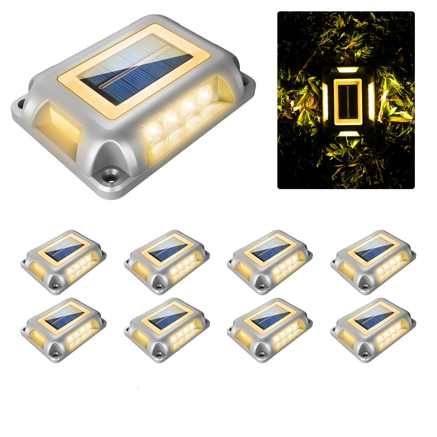 Lampe LED Solaire IP65 T-SUNRISE TS-G7006 – Éclairage décoratif extérieur, aluminium, 8 unités