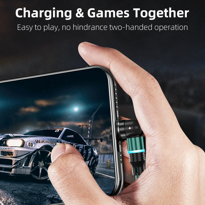 Câble Micro USB/Type-C 3A Magnétique Rotatif à 540 °, Xiaomi, Samsung et iPhone 14