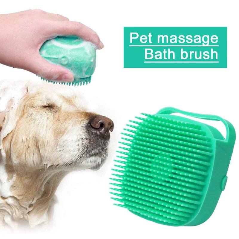 Brosse à shampooing en caoutchouc souple pour animaux de compagnie, peigne de massage pour chat, épurateur de toilettage pour le bain, 80ml