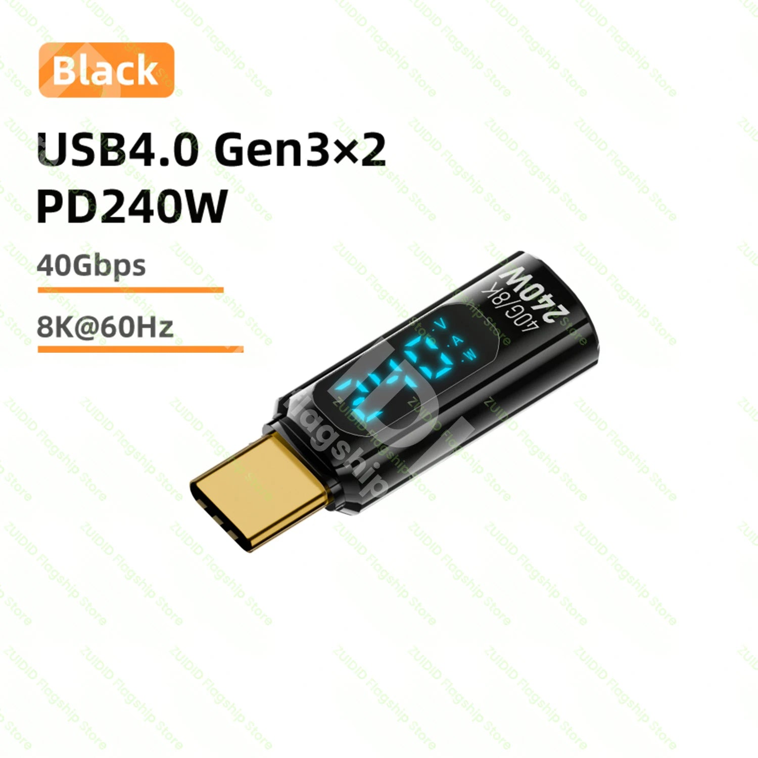 Adaptateur OTG Écran LED Transparent PD240W USB4.0 40Gbps Type C à C adaptateur OTG 8K @ 60Hz 5A câble de charge rapide pour iPhone 15 14 MacBook Pro