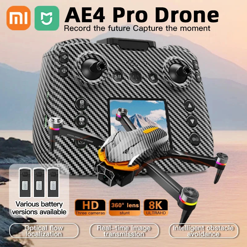 Drone Xiaomi MIJIA AE4 PRO avec Télécommande Écran, 8K Photographie Aérienne Professionnelle, Moteur Sans Balais, Évitement d'Obstacles, Quadrirotor