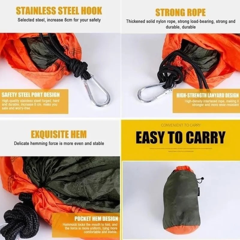 High Strength Nylon Fabric Parachute Hammock, Portable Outdoor Camping Swing Bed