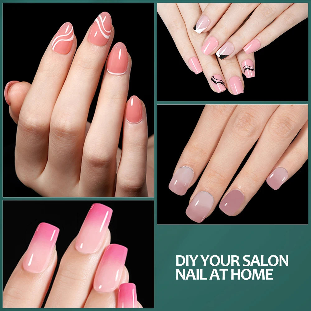 Faux ongles courts demi-couverture, extra court, carré, transparent, Gel, pré-forme avec poignées, 600 pièces