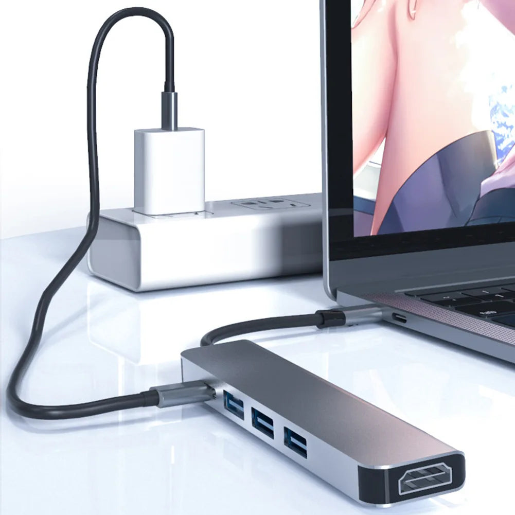 Hub USB C 5 ports vers HDMI 4K, charge rapide PD, USB 3.0 2.0, station de charge de type C pour MacBook, iPad, Samsung
