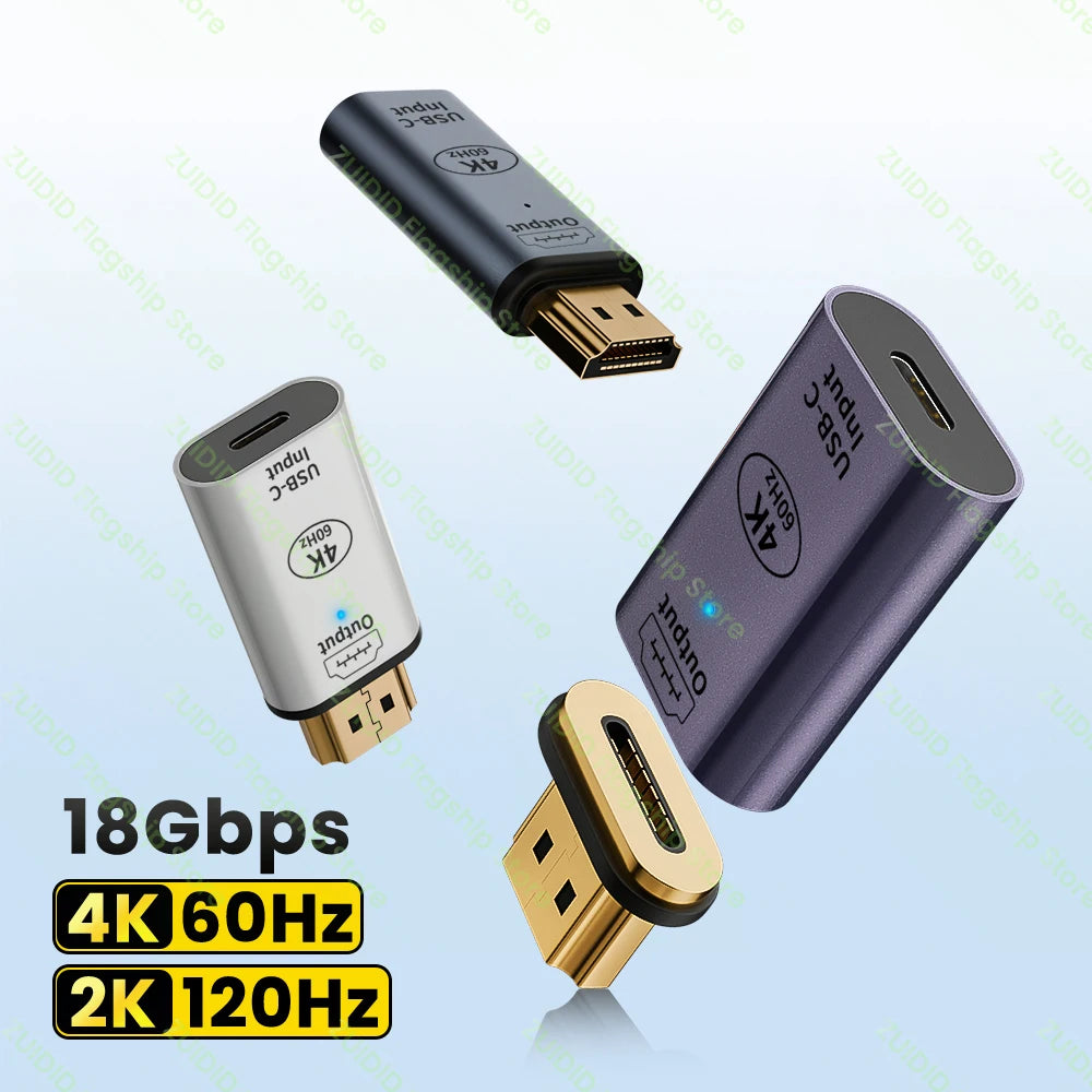 Câble adaptateur magnétique USB type-c vers HDMI 2.0, convertisseur UHD 4K60Hz femelle vers mâle pour MacBook Pro iPad Pro Samsung TV