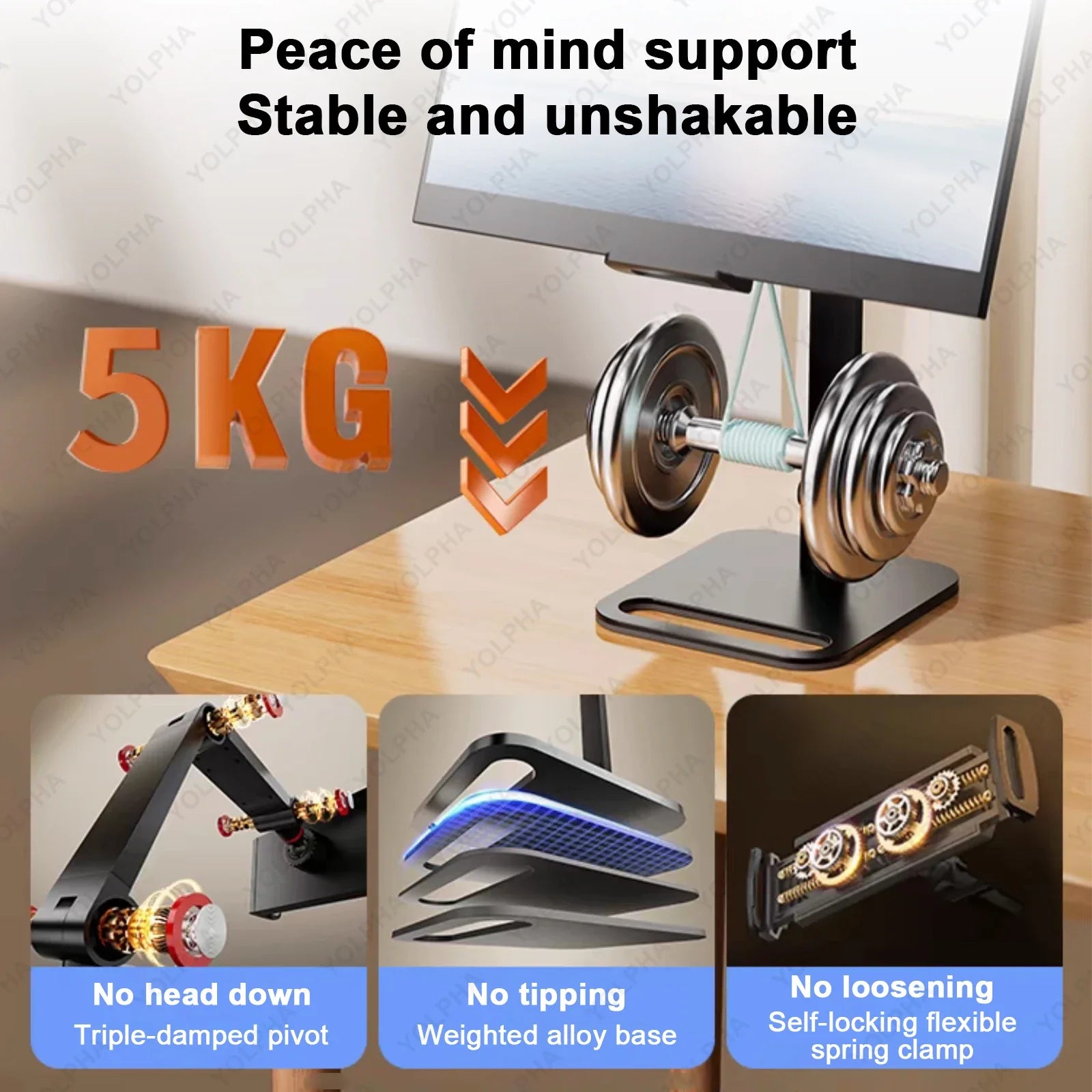 Support de tablette pour iPad recommandé, support Kindle réglable, rotation à 360 °, support de moniteur pour bureau, tablettes, smartphone, base carrée