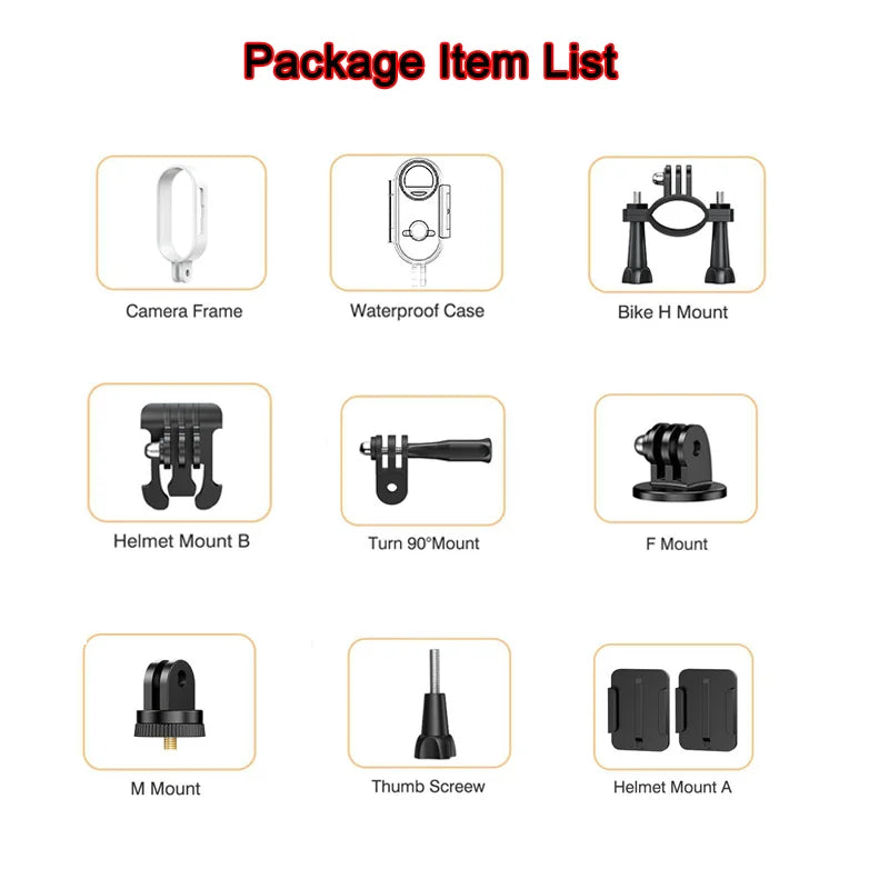 Accessoires Mini Caméra H88 – Étui Étanche, Supports Guidon, Casque et Vélo
