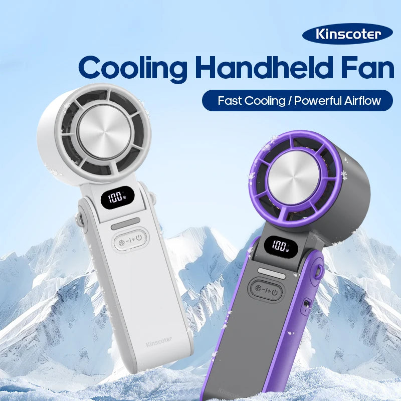 Mini ventilateur portable pliable d'extérieur KINSCOTER, rechargeable, 3600 mAh, contrôle libre sur 100 niveaux, turbo haute vitesse