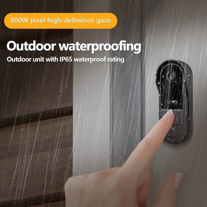 Tuya Wireless Video Doorbell, HD Night Vision Intercom 4.3in IPS Screen Waterproof Doorbell Camera Smart Home Security Video