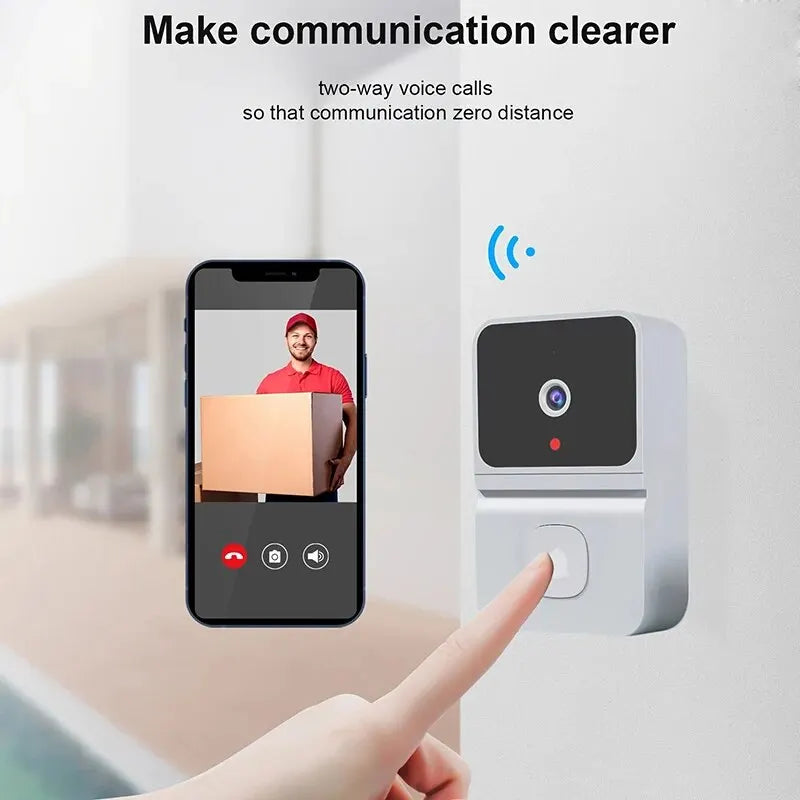 Sonnette de porte sans fil Wi-Fi avec caméra HD extérieure, interphone vidéo à vision nocturne