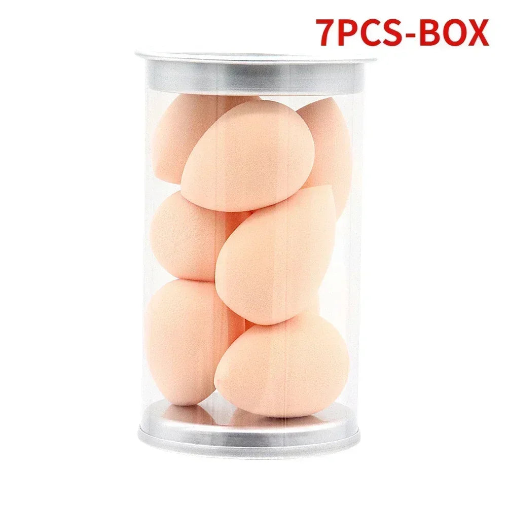 Mini éponge de maquillage avec support, correcteur de fard, outil de mélange de maquillage avec boîte, accessoires de maquillage, 6 pièces, 7 pièces