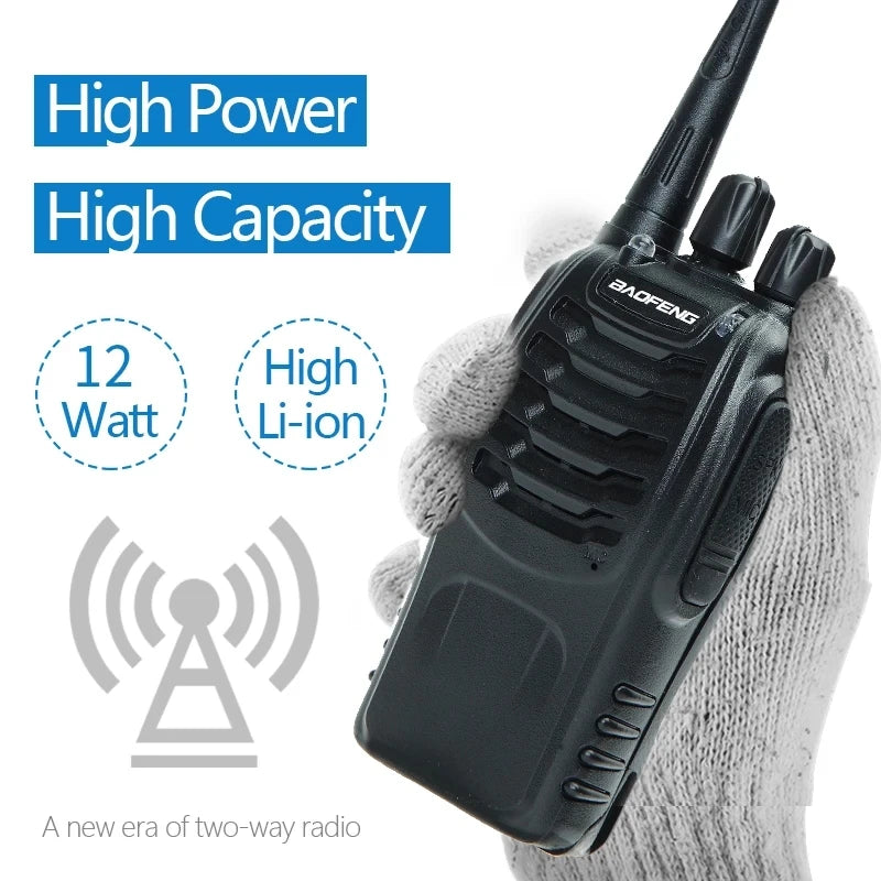 Talkie-Walkie Baofeng BF-888S 12W bande perforée longue portée, veille UHF 400-470MHz USB HAM Radio bidirectionnelle
