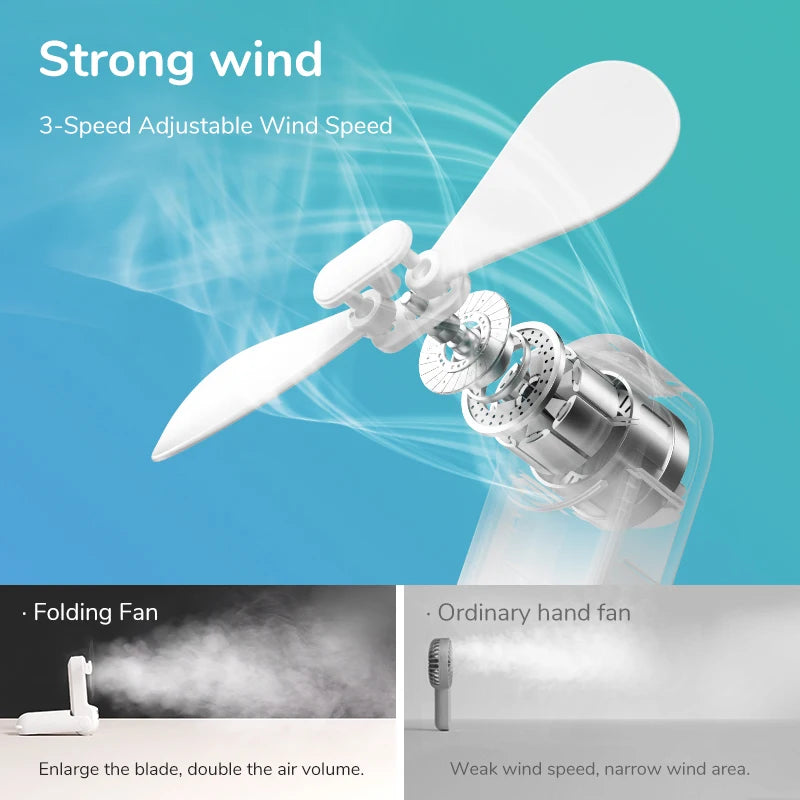 Mini ventilateur portable 3 en 1 JISULIFE rechargeable par USB 4 500 mAh avec batterie externe et lampe de poche