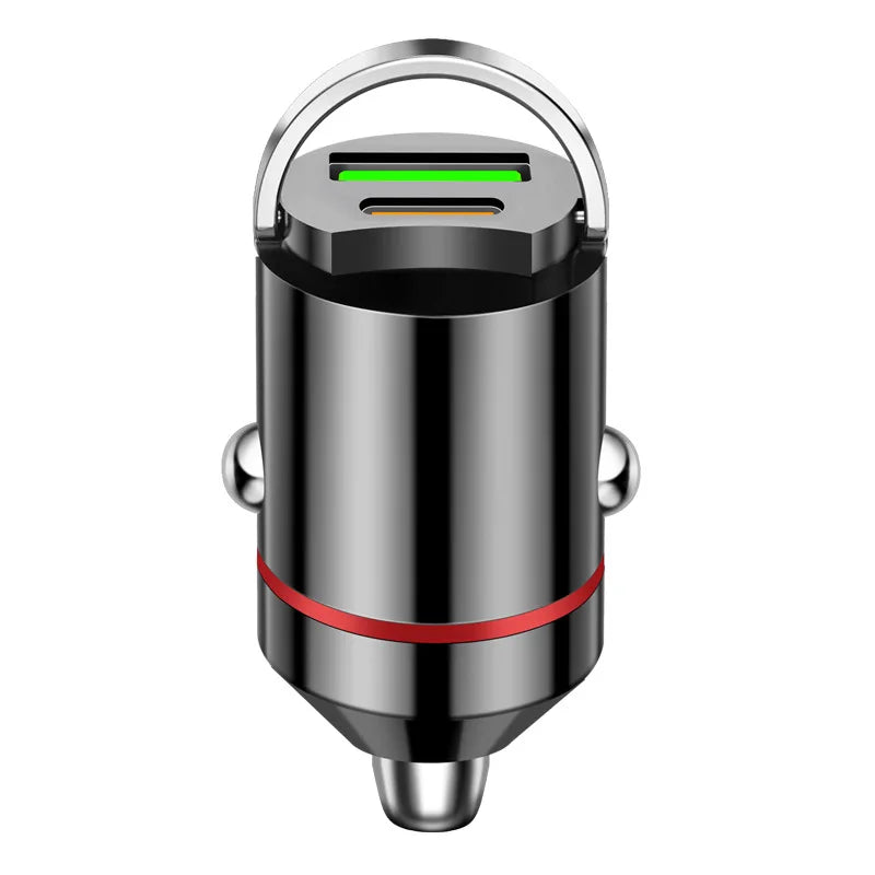 Chargeur de voiture mini USB 100 W à double port, charge ultra rapide, adaptateur de téléphone, prise allume-cigare 12-24 V