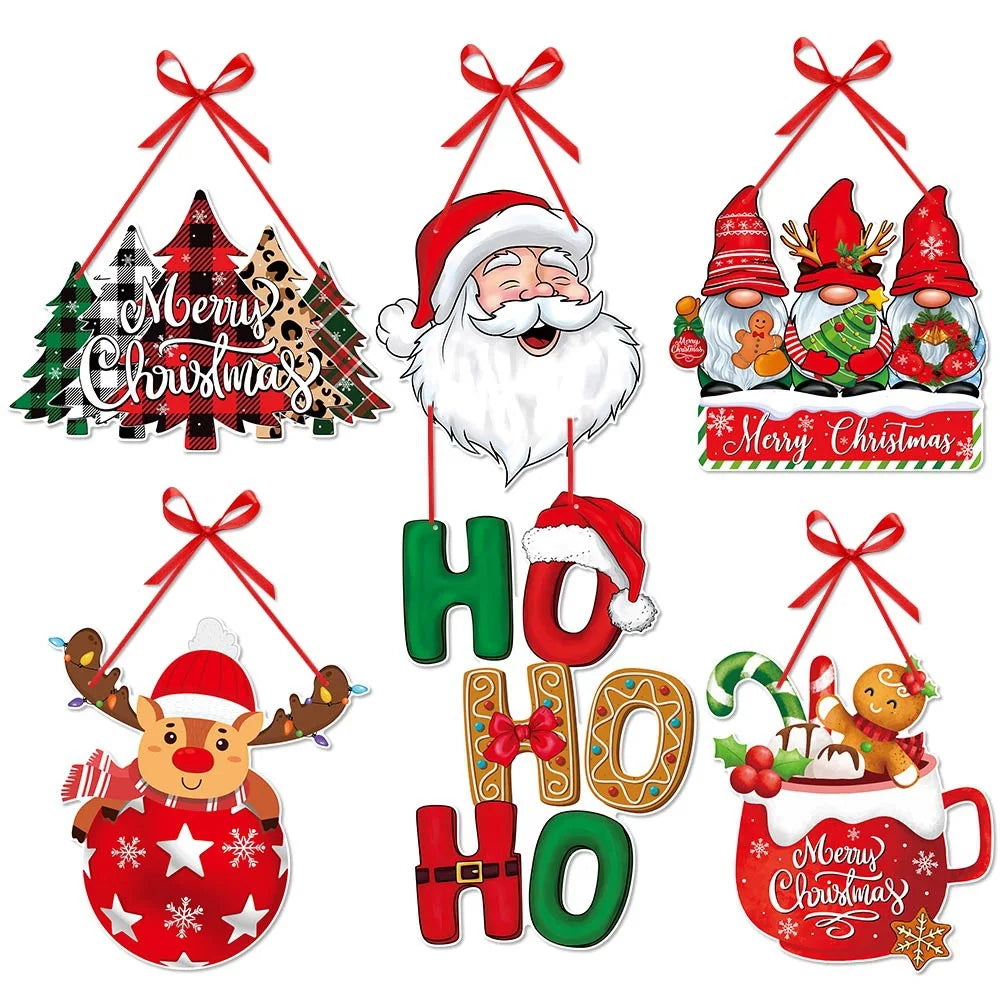 Cintre de porte de Noël avec Père Noël et Bonhomme de Neige – Pendentif suspendu pour sapin et décoration de maison pour Nouvel An et fêtes