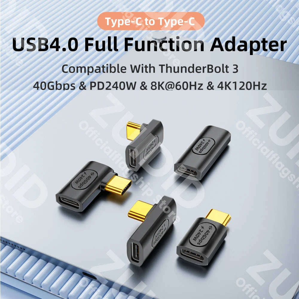 Adaptateur USB4.0 40Gbps PD240W USB C vers Type C Thunderbolt3 8K @ 60Hz 48V @ 5A, convertisseur de charge rapide, adaptateur de données OTG pour Macbook