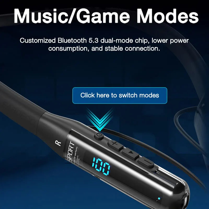 Casque Bluetooth avec Microphone EARDECO 80 heures d'endurance casque sans fil basse stéréo tour de cou écouteurs Bluetooth 5.3
