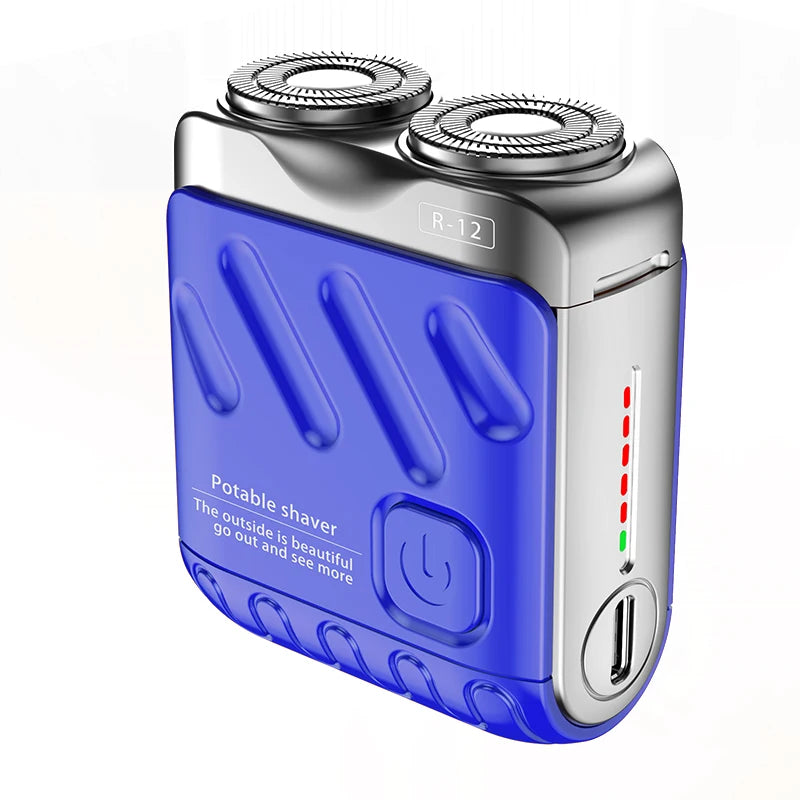 Mini rasoir électrique pour hommes – double tête rotative, étanche, rechargeable Type-C, portable, pour voyage, cheveux et barbe
