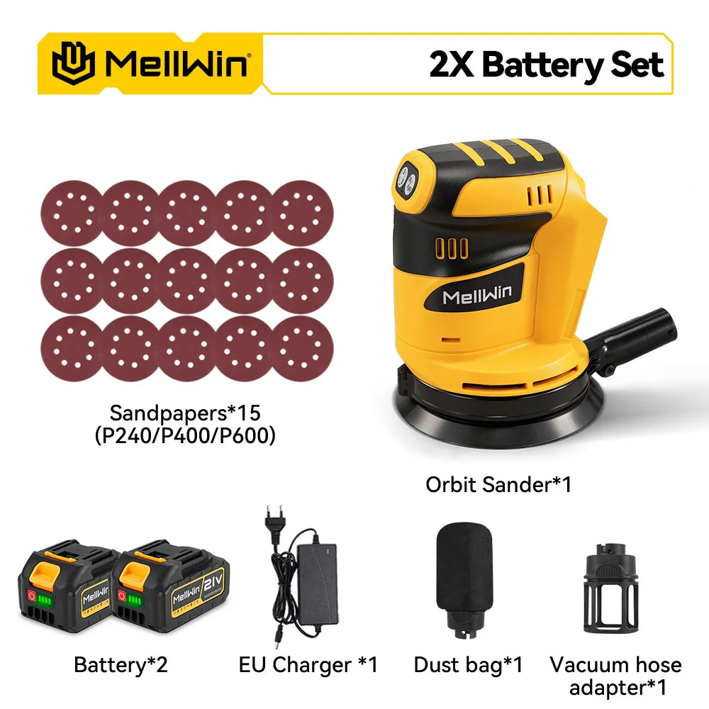 Ponceuse orbitale électrique sans fil avec boîte à poussière ponceuse orbitale à disque sans fil à 3 vitesses polisseuse pour broche de batterie Makita 18V