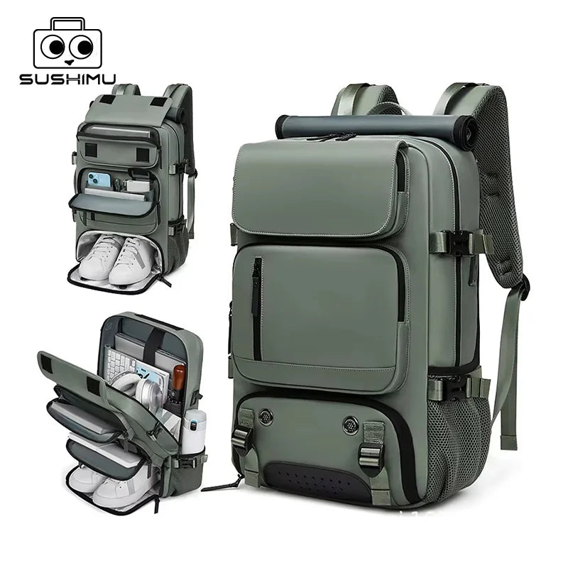 Sac à dos SUSHIMU – Voyage en plein air à double épaule pour hommes, grande capacité, compartiment ordinateur portable