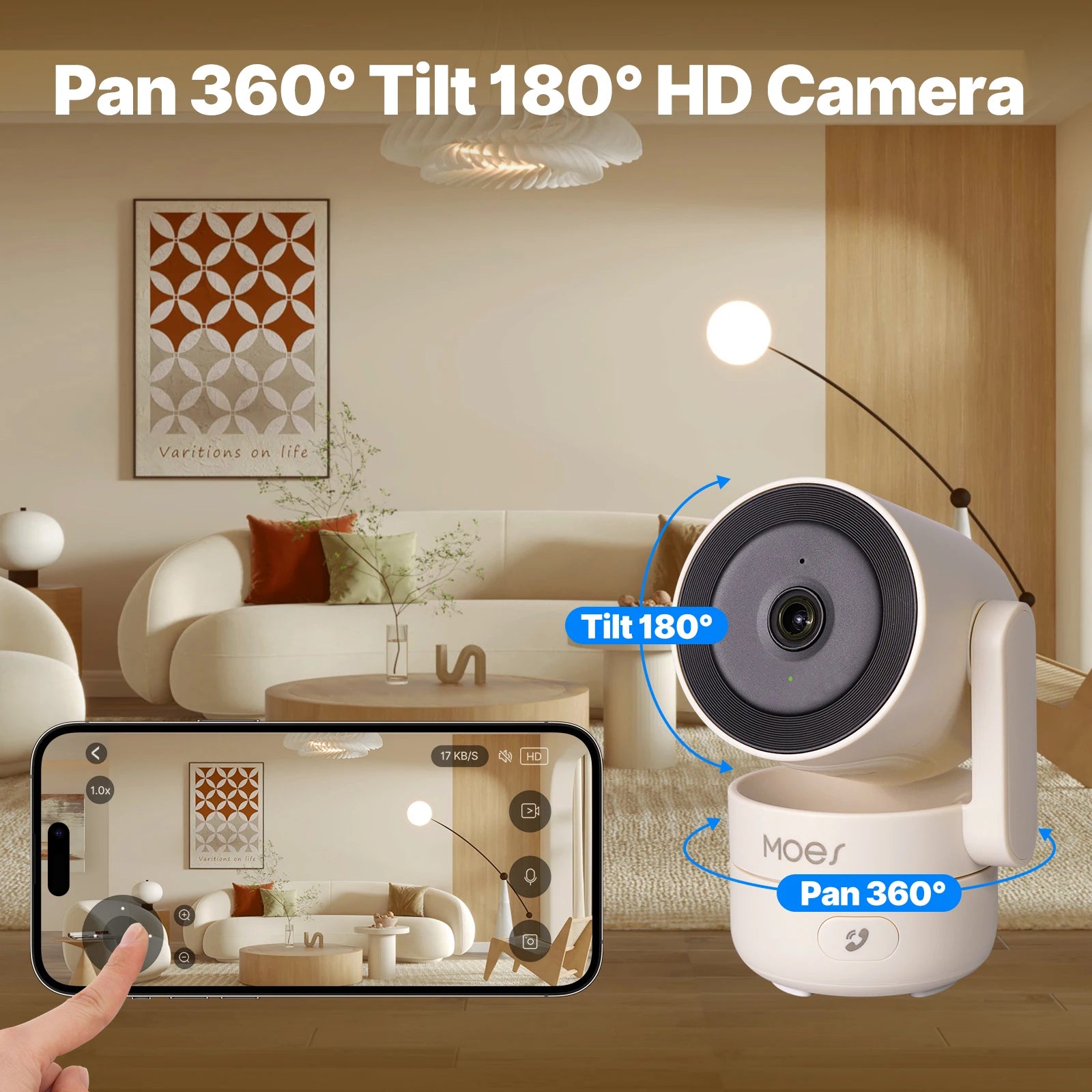 Caméra de sécurité intérieure intelligente, Wi-Fi, panoramique, inclinaison, vision nocturne infrarouge HD 4MP, détection de mouvement et de son, moniteur Guardian Patrol
