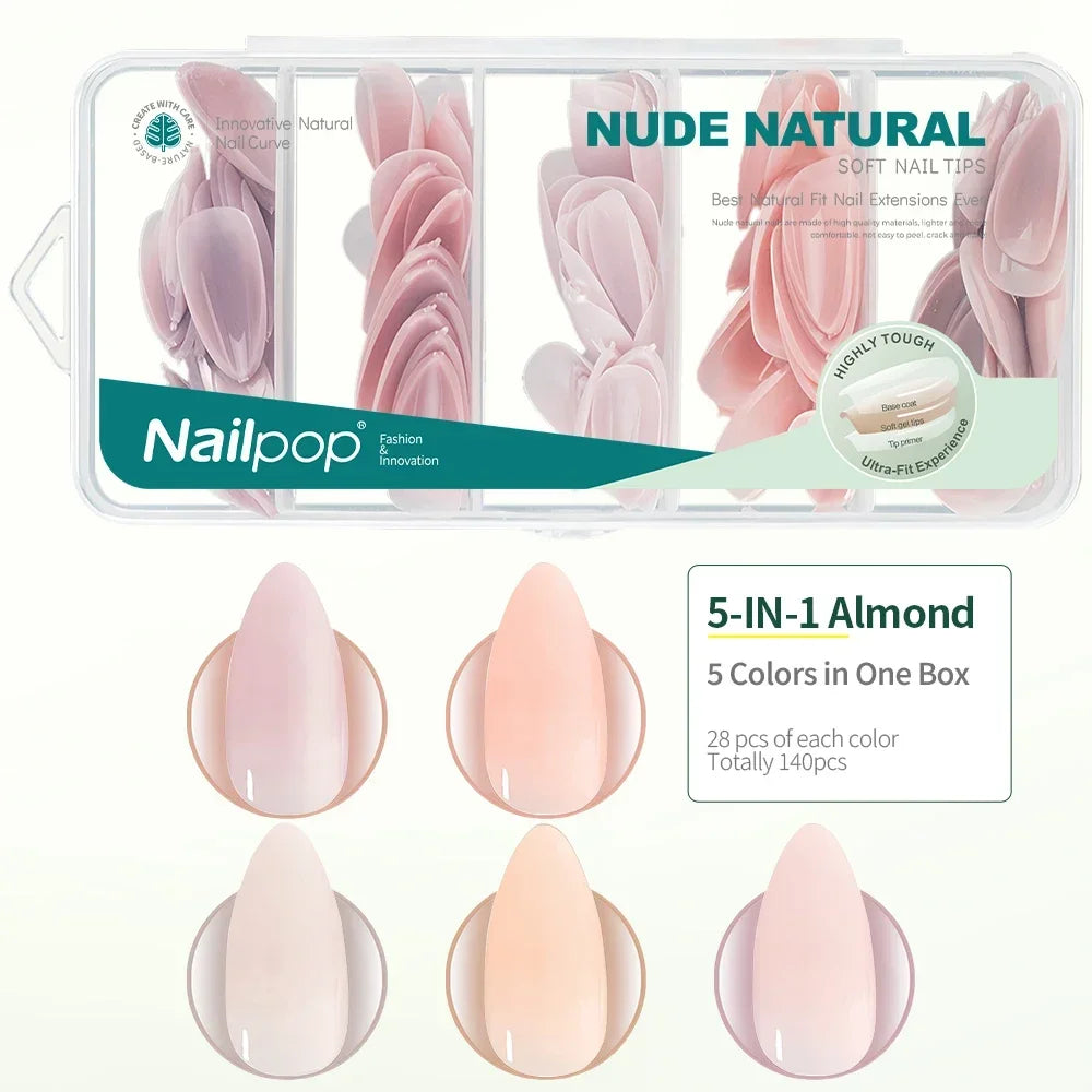 Ongles Naturels Nude 140 pièces - Nailpop 3-en-1 – Ultra-Fit, Press-On, DIY Manucure