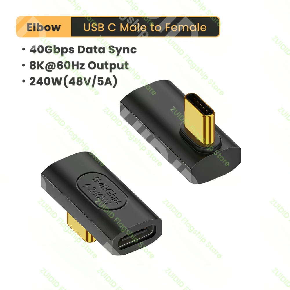 USB 4.0 40 Gbit/s PD240W USB-C auf USB-C Thunderbolt 3 Adapter 8K @ 60 Hz 48 V @ 5 A, Schnellladekonverter, OTG-Datenadapter für MacBook