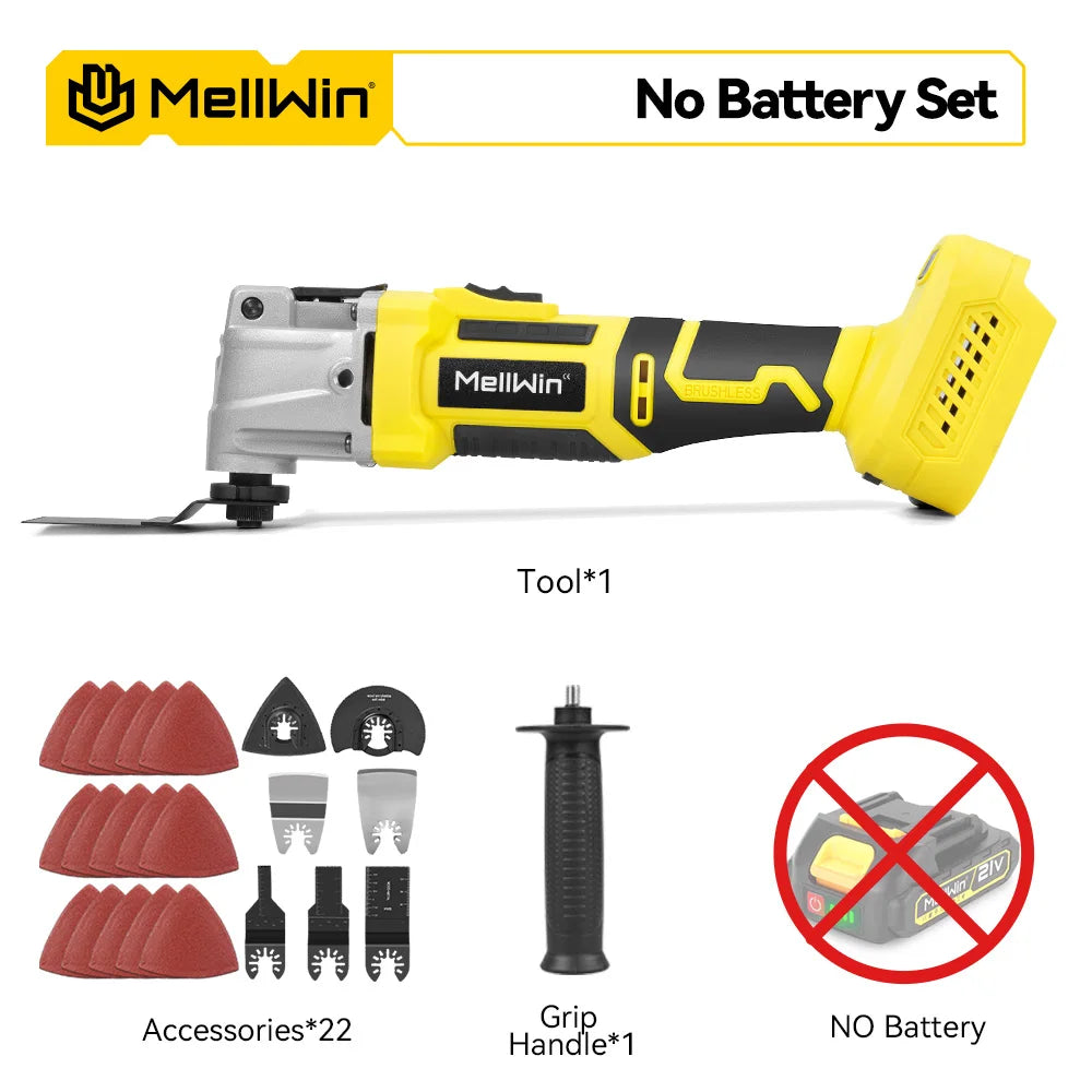 Outil multifonction oscillant sans balais MELLWIN – scie électrique, polisseuse et découpeur pour bois, compatible batterie Makita 18 V / 21 V